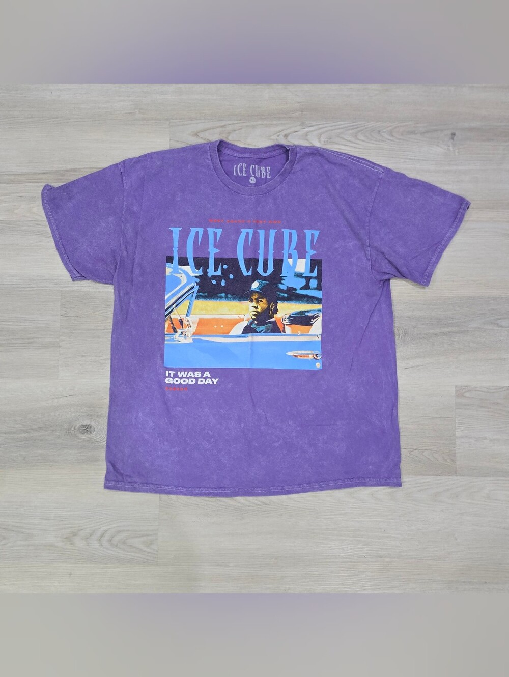 Ice Cube 'It Was a Good Day' Graphic Tee - Acid Wash Purple Size XL